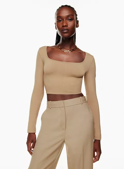 Sculpt Knit Squareneck Longsleeve Top 1 Sculpt Knit Squareneck Longsleeve Top