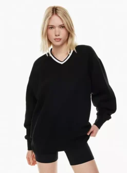 Cozy Fleece Boyfriend V-neck Sweatshirt